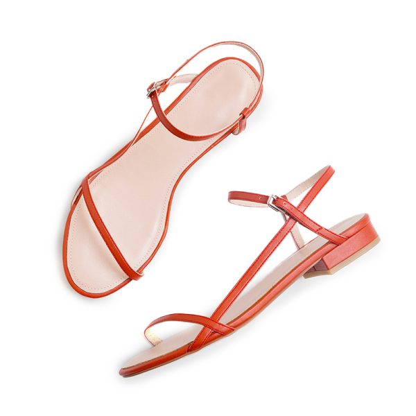 Minimalist Forest Style Genuine Leather Flat Sandals for College, Gentle Fairy Design Perfect with Skirts