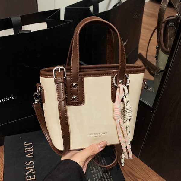 Minimalist High-End Color-Blocking Tote Bucket Bag for Women â€“ Trendy Versatile Shoulder Crossbody Handbag 2025