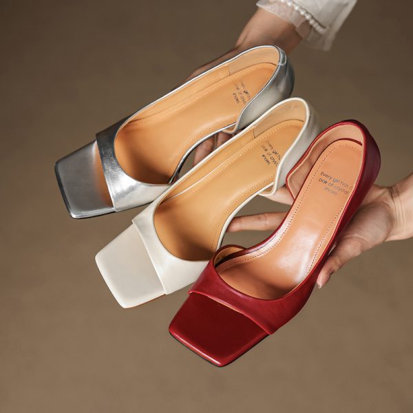 Minimalist Open-Toe Slim-Fit Genuine Leather Side-Cut Stiletto High-Heeled Sandals for Women - Versatile Fashion Footwear
