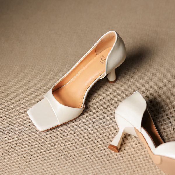 Minimalist Open-Toe Slim-Fit Genuine Leather Side-Cut Stiletto High-Heeled Sandals for Women - Versatile Fashion Footwear
