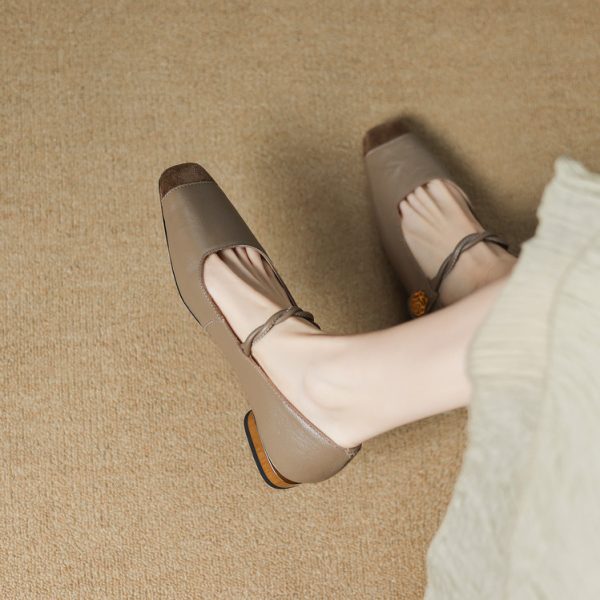 Minimalist Square-Toe One-Strap Mary Jane Shoes for Women - Versatile French Fashion Shallow Mouth Style