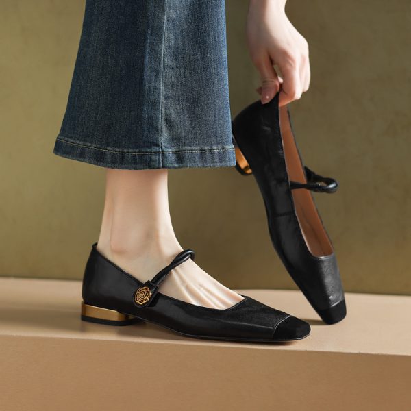 Minimalist Square-Toe One-Strap Mary Jane Shoes for Women - Versatile French Fashion Shallow Mouth Style