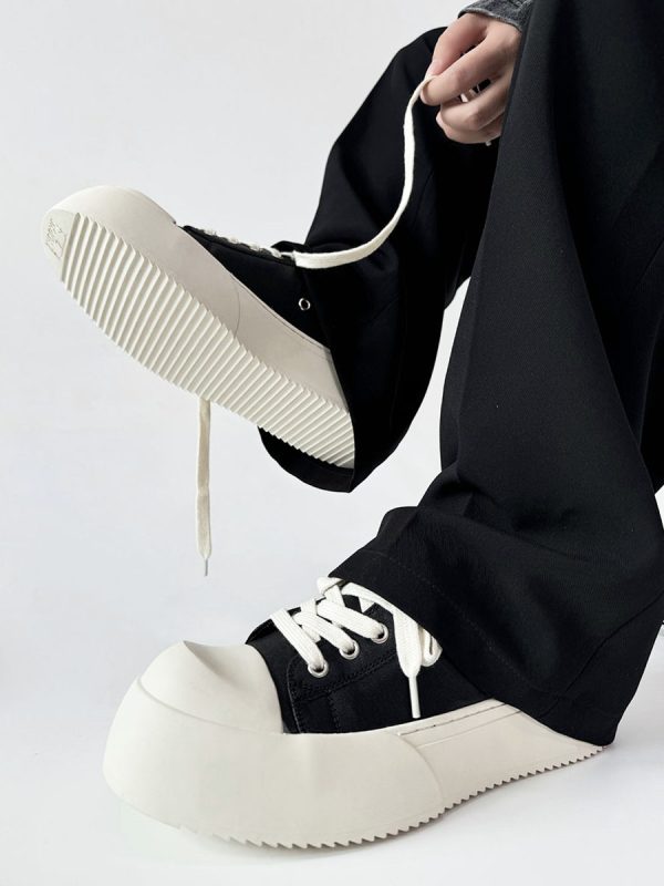 Minimalist Thick-Soled Derby Shoes for Men - Trendy Big Head Design, Casual Leather, High Street Style, Commuting Footwear