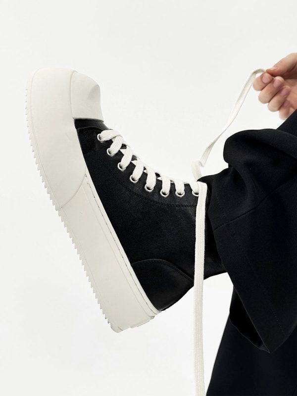 Minimalist Thick-Soled Derby Shoes for Men - Trendy Big Head Design, Casual Leather, High Street Style, Commuting Footwear