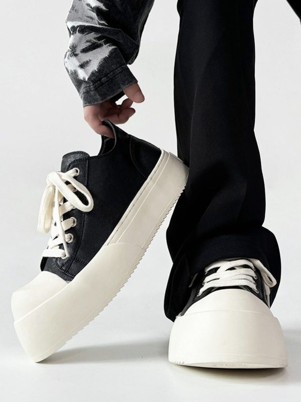 Minimalist Thick-Soled Derby Shoes for Men - Trendy Big Head Design, Casual Leather, High Street Style, Commuting Footwear