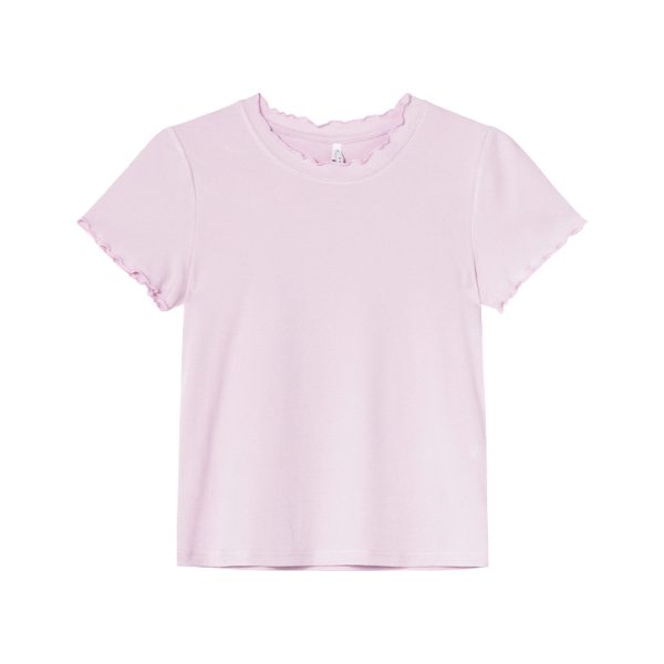 Minimalist Wave Edge Short Sleeve T-shirt for Women - Summer 2025 Solid Color Loose Fit Unique Top