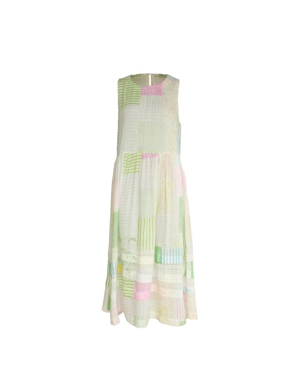 Mint Candy Retro Tencel Linen Vest Dress for Women - Summer Loose A-Line Long Skirt in Vintage Style
