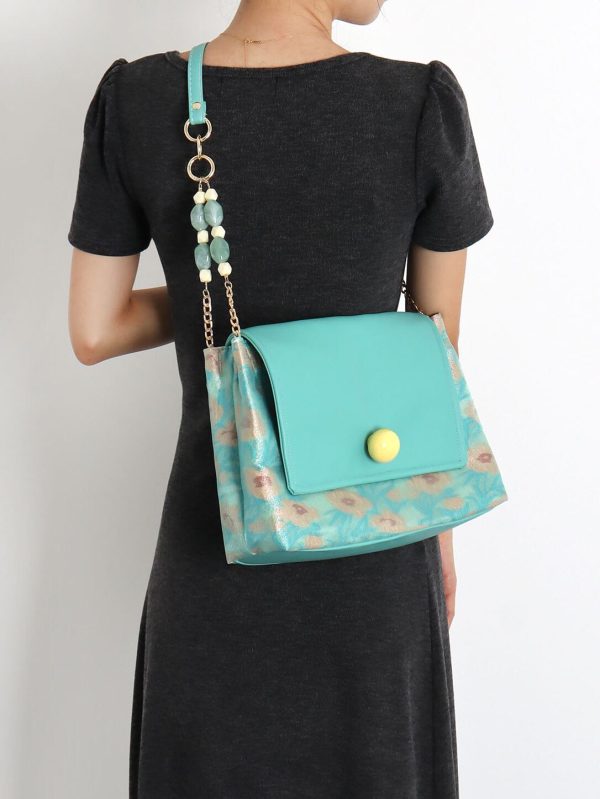 Mint Green Beaded Tote Bag - Summer Fresh Niche Envelope Shoulder Crossbody Bag for Effortless Style