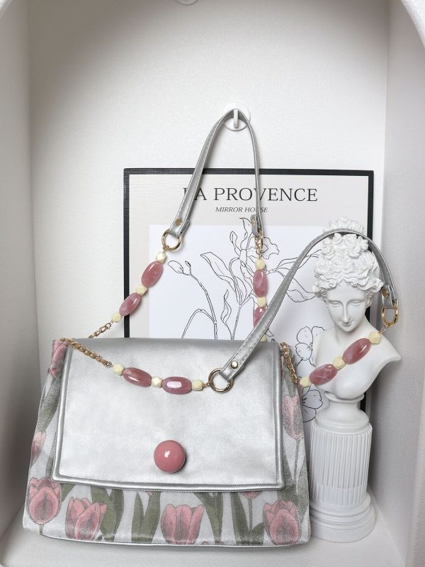 Mint Green Beaded Tote Bag - Summer Fresh Niche Envelope Shoulder Crossbody Bag for Effortless Style