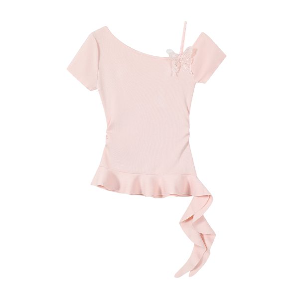 Mint Green Irregular Knitted T-shirt for Women - Unique Summer Design, Trendy Y2K Style Top