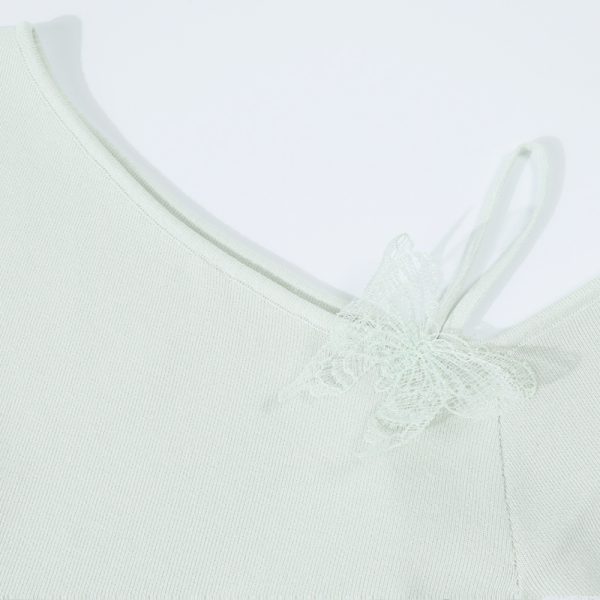 Mint Green Irregular Knitted T-shirt for Women - Unique Summer Design, Trendy Y2K Style Top