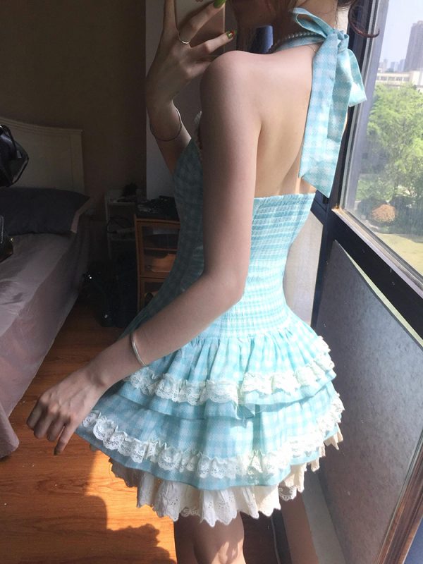 Mint Green Summer Dress for Women, Petite Princess Puff Skirt, Cute Sweet Design, Perfect for 90s and Y2K Inspired Looks