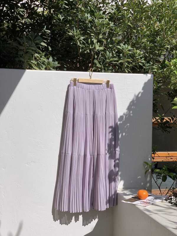 Misty Purple Plus Size Mid-Length Loose Draped Skirt - Flowing White Umbrella Design for Effortless Style
