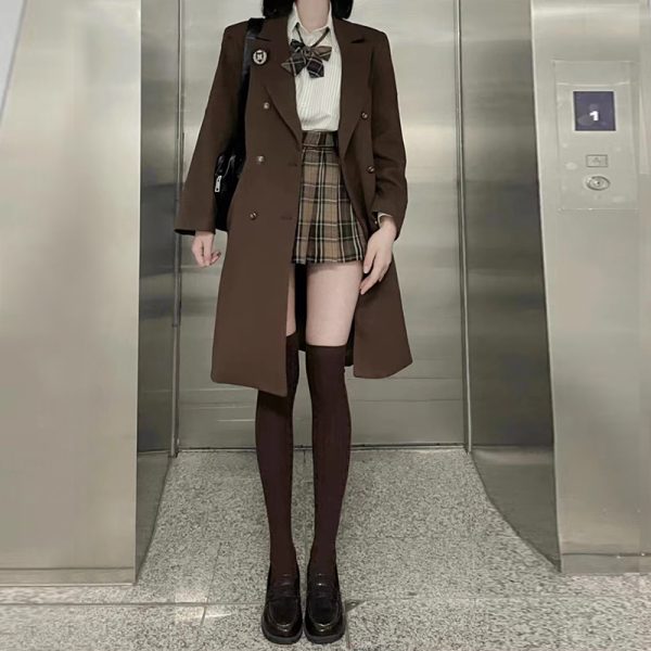 Mocha JK Plaid Skirt - Vintage-Inspired 90s Aesthetic, Ideal for Korean Style Outfits and Layering with Tees or Sweaters