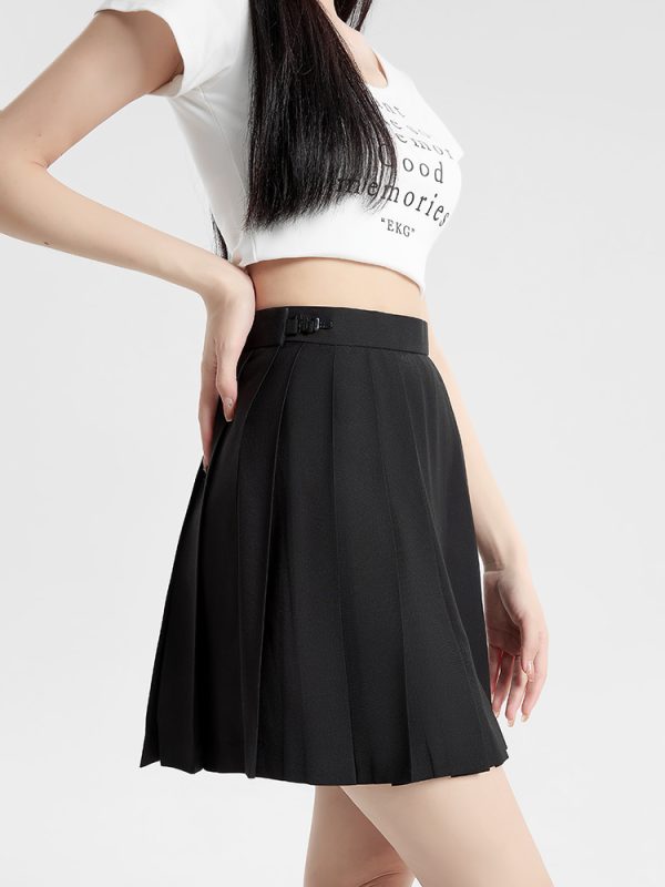 Navy Blue and Gray Pleated JK Skirt for Women - Solid Color Short Skirt, Perfect for Spring and Summer Fashion