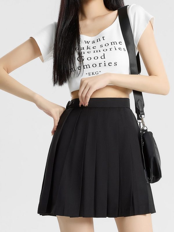 Navy Blue and Gray Pleated JK Skirt for Women - Solid Color Short Skirt, Perfect for Spring and Summer Fashion