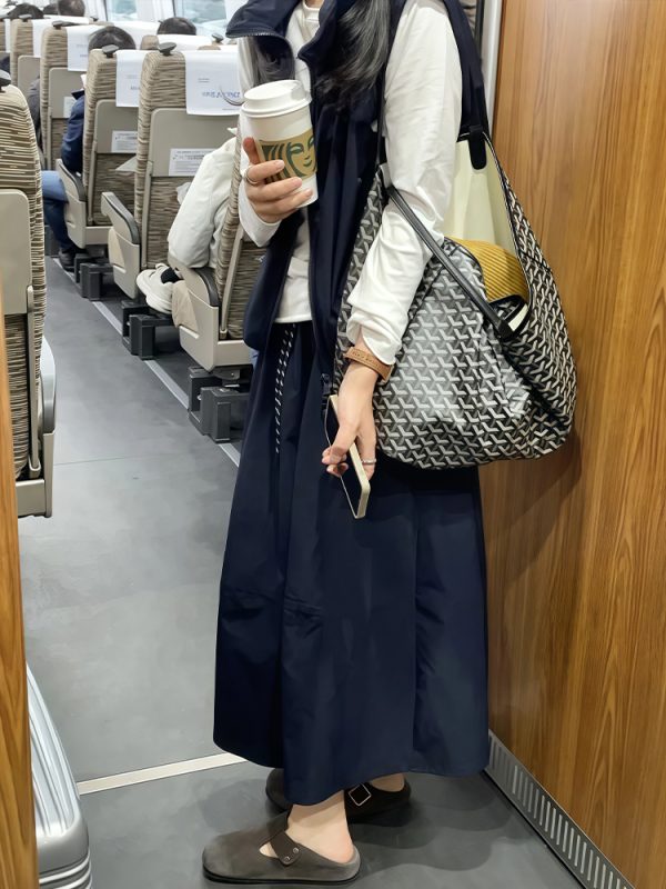 Navy Blue Plus Size A-Line Long Skirt for Women - Slimming, Tummy-Covering Summer Style, 2025 Trendy Fashion