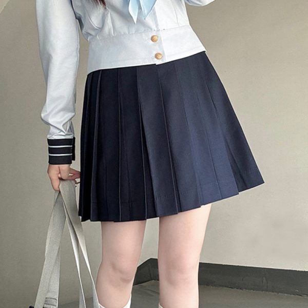 Navy Collar Sailor Suit Set - Japanese JK Uniform with Pudding Bear Design - Cute School Style Outfit for Y2K Fashion Lovers