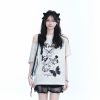 Off-Shoulder Butterfly Knot Tie Short Sleeve T-Shirt for Women - Summer Loose Fit Casual Top, Sweet Cool Style, Y2K Aesthetic