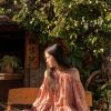 Off-Shoulder Retro Embroidered Cotton Doll Shirt - Women's Spring Lantern Sleeve Top in Rose Bay Style