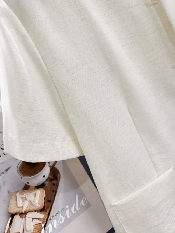 Off-White French-Style Elegant Short Jacket for Women - Chic Summer 2025 Petite Top, Trendy Fashion Essential