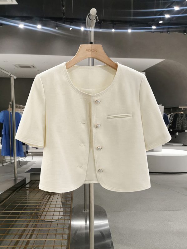 Off-White Korean-Style Street Fashion Thin Jacket for Women - 2025 Summer Sweet Youthful Goddess Short Top