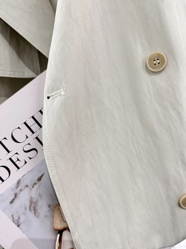 Off-White Short Trench Coat for Women - British Style, Spring 2025, Chic French Youthful Design for Autumn Fashion