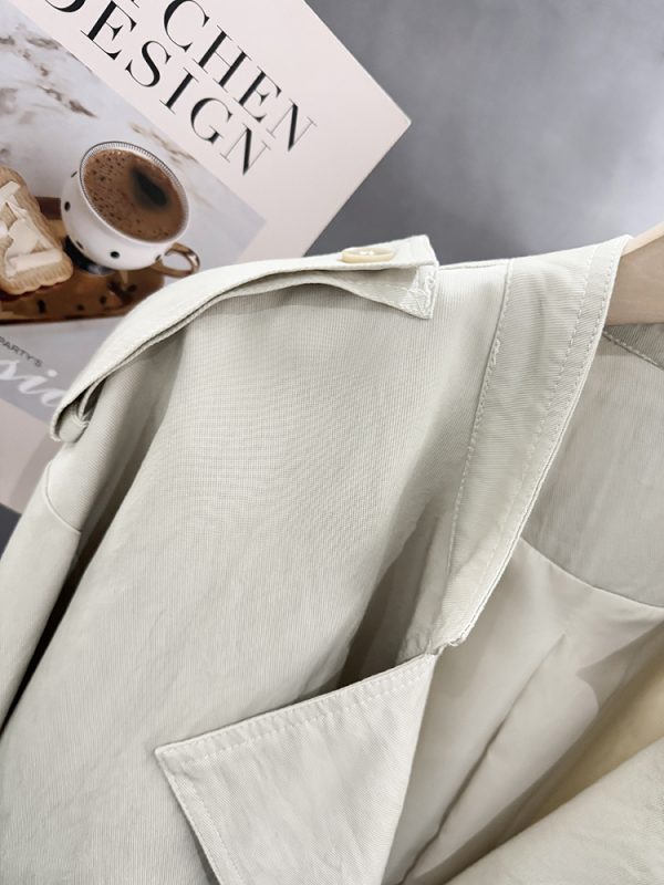 Off-White Short Trench Coat for Women - British Style, Spring 2025, Chic French Youthful Design for Autumn Fashion