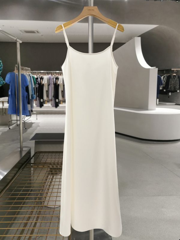 Off-White Versatile Camisole Dress - Women's Summer 2025 Long Drape Dress for Layering, Perfect for Y2K and Casual Chic Styles