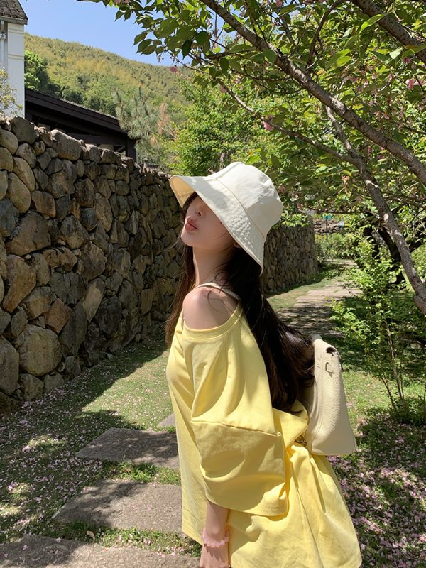 Off-White Women's Summer Quick-Dry Breathable Fisherman Hat with Drawstring for Sun Protection - Lightweight Thin Style