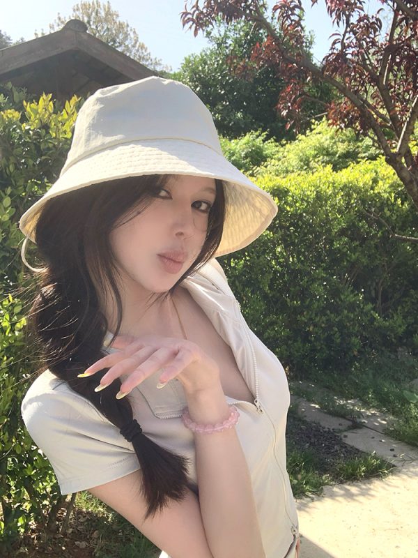 Off-White Women's Summer Quick-Dry Breathable Fisherman Hat with Drawstring for Sun Protection - Lightweight Thin Style