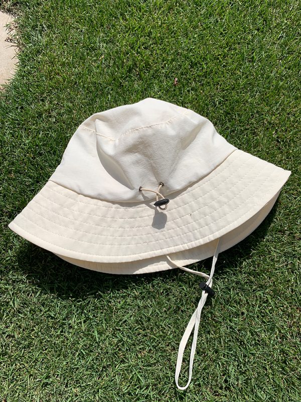 Off-White Women's Summer Quick-Dry Breathable Fisherman Hat with Drawstring for Sun Protection - Lightweight Thin Style