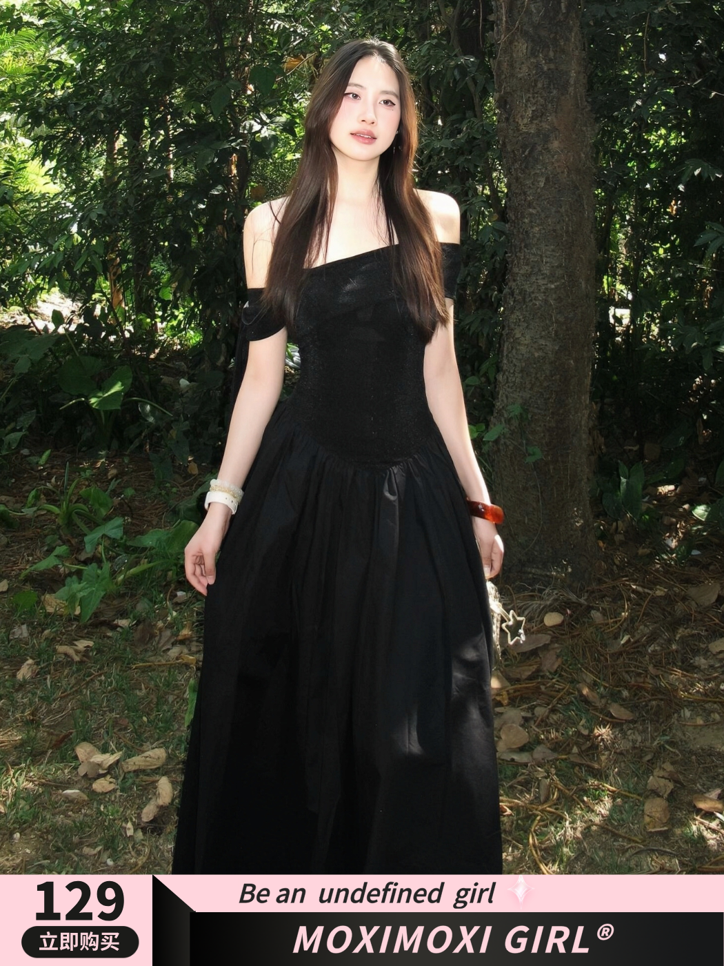 One-Shoulder Black Dress with Flowing Ribbon Big Skirt - Elegant Summer Slim Fit Hepburn Style for Women