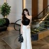 One-Shoulder Camisole for Women - Fashionable Slim Fit Summer Top with Camellia Design - Sexy Y2K Style