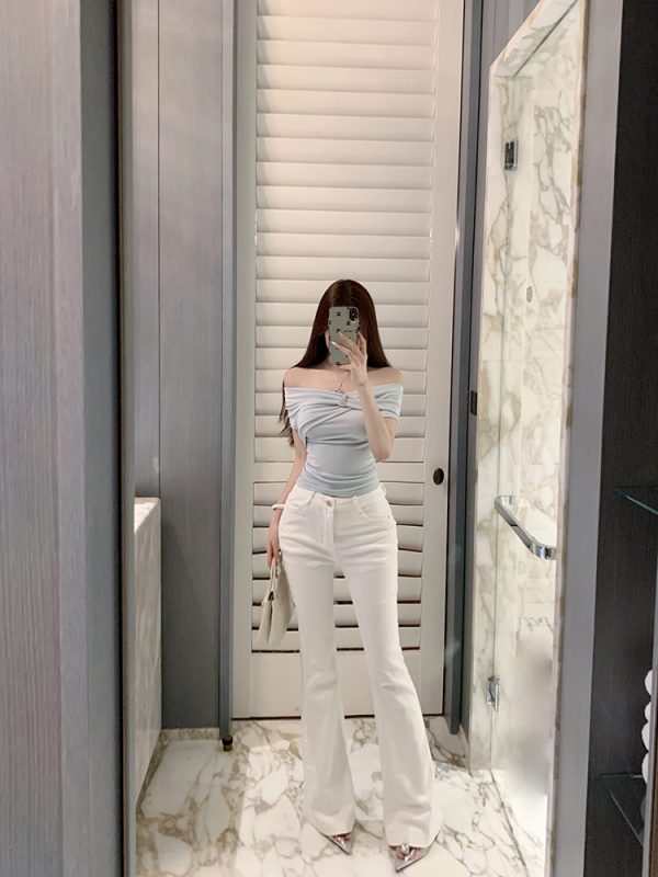 One-Shoulder Slim Fit T-shirt in Pure Desire Style - Sexy 90s-Inspired Top for Trendy Fashion Lovers