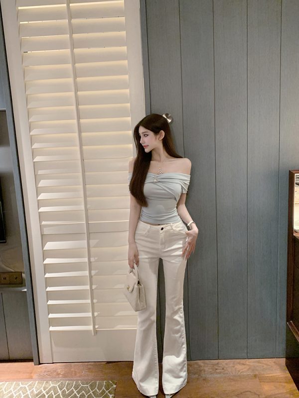 One-Shoulder Slim Fit T-shirt in Pure Desire Style - Sexy 90s-Inspired Top for Trendy Fashion Lovers