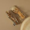 Open-Toe Chunky Strap Roman Sandals for Women - Gold and Silver Hollow Design - Summer 2024 Fashion