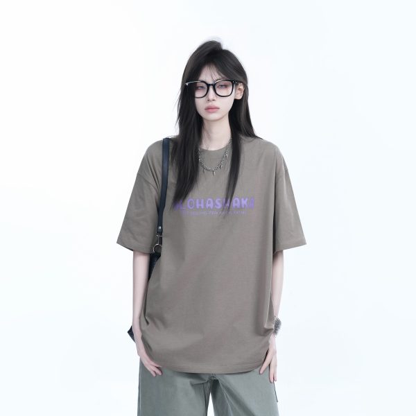 Oversized American Street Style Heavy Short-Sleeve T-Shirt for Women - Sit and Eat Until the Mountains Are Empty, Casual Y2K Fashion