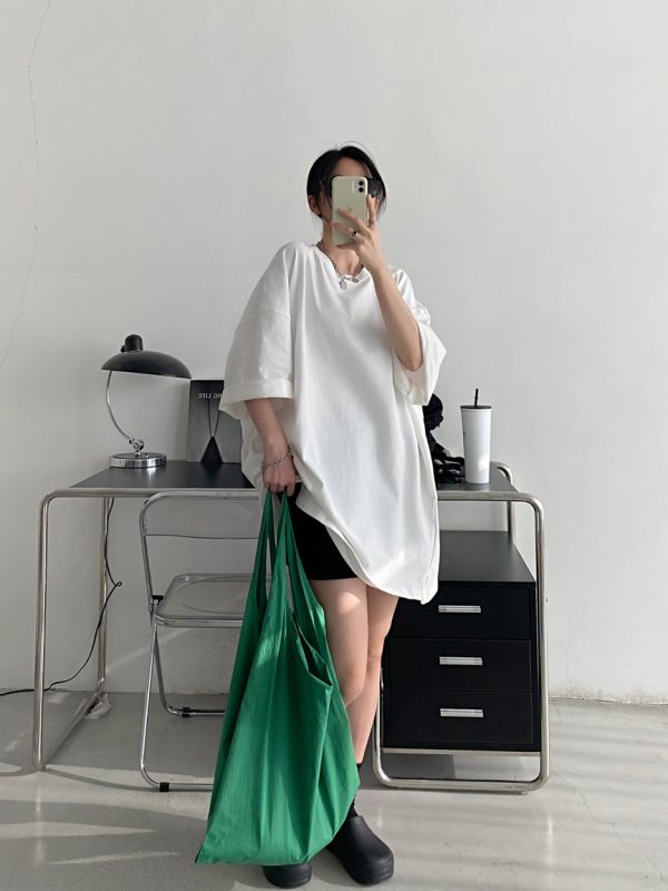 Oversized Heavyweight Sun Grapefruit T-shirt in American Cotton - Casual Loose Fit Short Sleeve for Spring Summer Women's Fashion