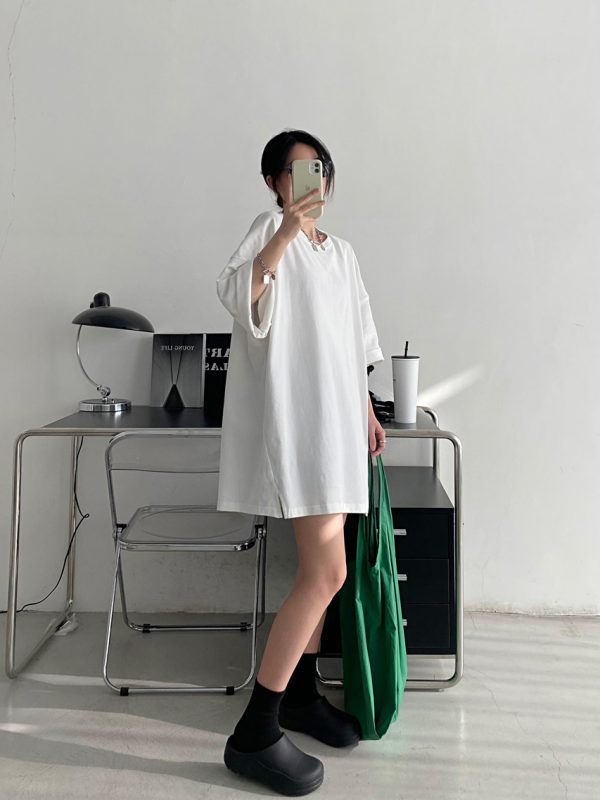 Oversized Heavyweight Sun Grapefruit T-shirt in American Cotton - Casual Loose Fit Short Sleeve for Spring Summer Women's Fashion