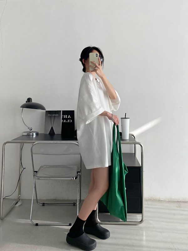 Oversized Heavyweight Sun Grapefruit T-shirt in American Cotton - Casual Loose Fit Short Sleeve for Spring Summer Women's Fashion