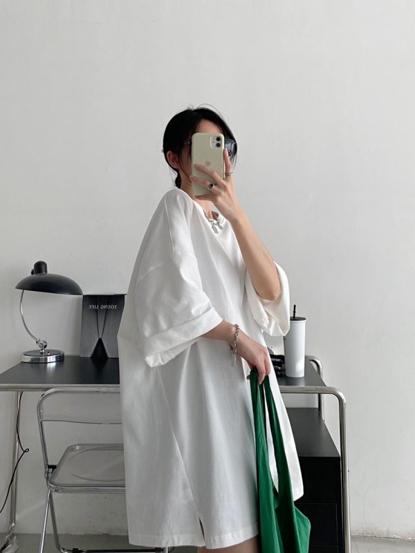 Oversized Heavyweight Sun Grapefruit T-shirt in American Cotton - Casual Loose Fit Short Sleeve for Spring Summer Women's Fashion