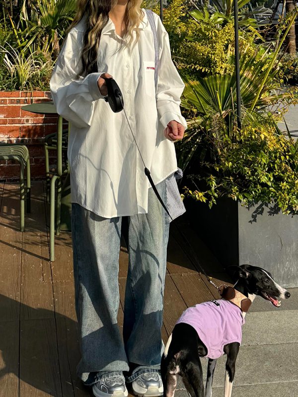 Oversized White Casual Shirt Jacket for Women - Spring Sun Protection, American Street Style, Loose Fit, Lazy Style Fashion Top
