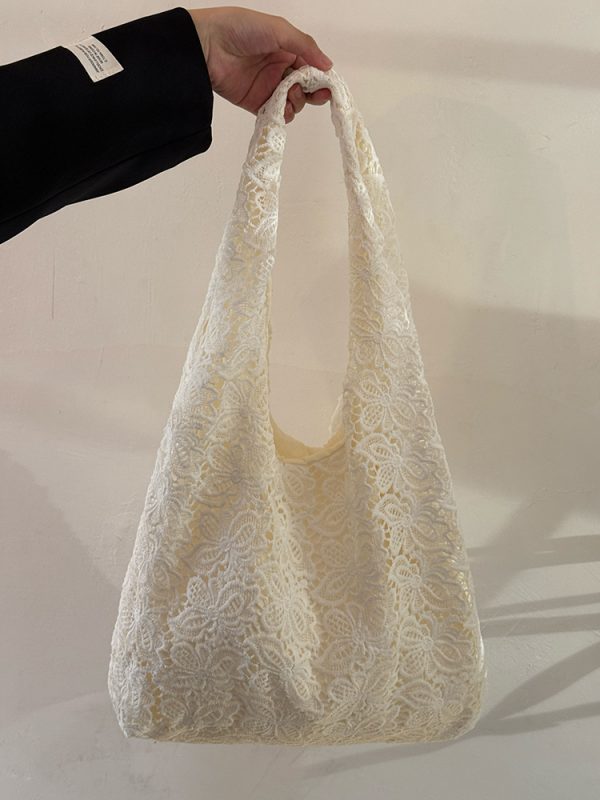 Pastoral Lace Tote Bag - Large Capacity Commuter Shoulder Bag, Versatile Niche Design for Everyday Style