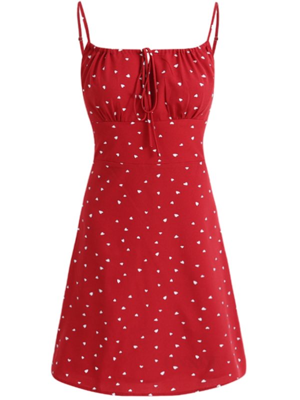 Petite French-Style Red Polka Dot Dress with Spaghetti Straps - Summer 2025 Vacation Fashion