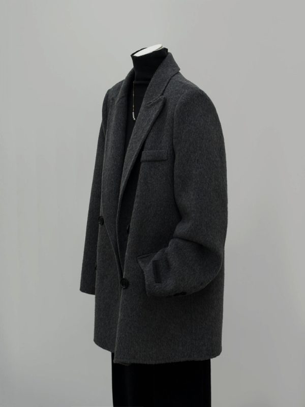 Petite Oatmeal Wool and Cashmere Overcoat for Women - High-End Feel, 2024 Autumn Winter Style, Elegant Outerwear