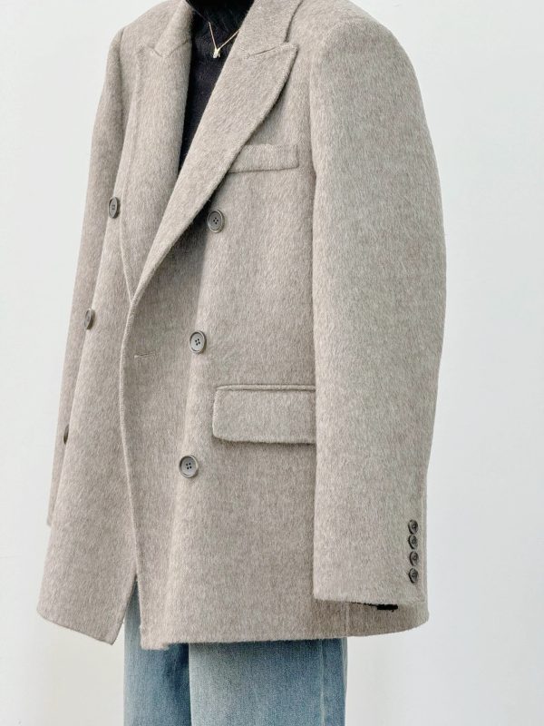 Petite Oatmeal Wool and Cashmere Overcoat for Women - High-End Feel, 2024 Autumn Winter Style, Elegant Outerwear