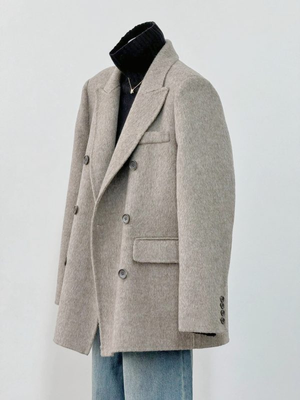 Petite Oatmeal Wool and Cashmere Overcoat for Women - High-End Feel, 2024 Autumn Winter Style, Elegant Outerwear