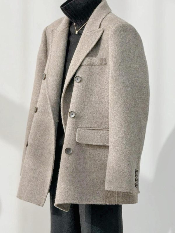 Petite Oatmeal Wool and Cashmere Overcoat for Women - High-End Feel, 2024 Autumn Winter Style, Elegant Outerwear