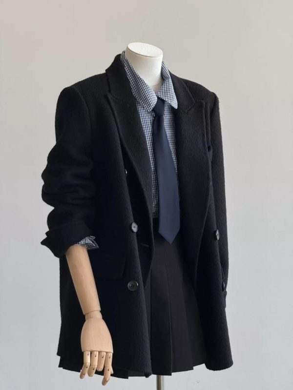 Petite Oatmeal Wool and Cashmere Overcoat for Women - High-End Feel, 2024 Autumn Winter Style, Elegant Outerwear